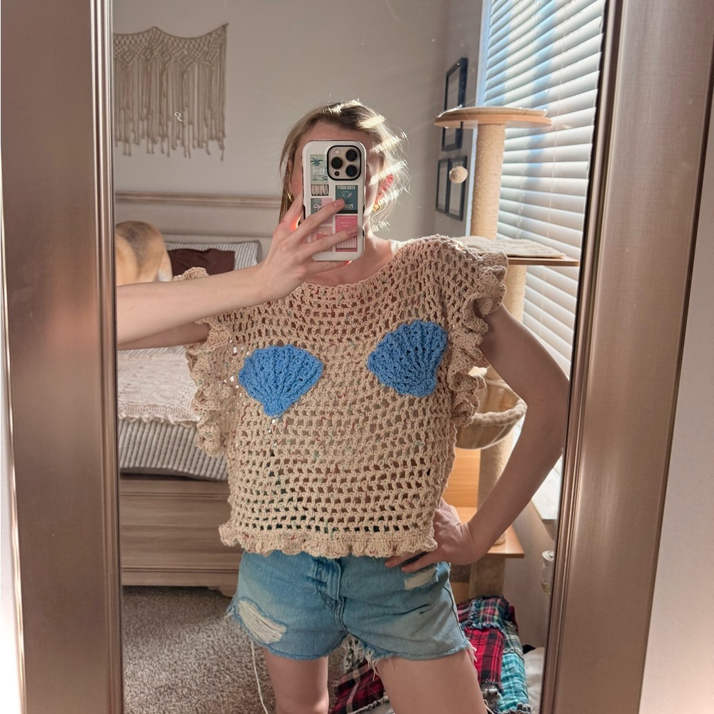 Handmade crochet seashell top